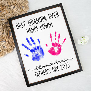 Personalized DIY Handprint Sign - Best Dad Ever Sign Wooden Plaque With Stand TH10 892983