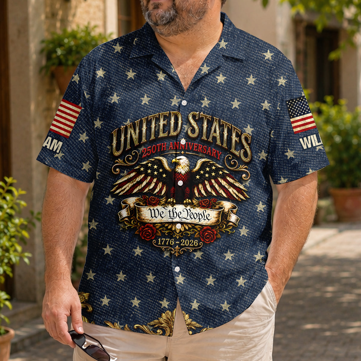 Custom Name Vintage USA 250 Years Anniversary Patriotic Eagle Freedom Faith Hawaii Shirt HO82 902530