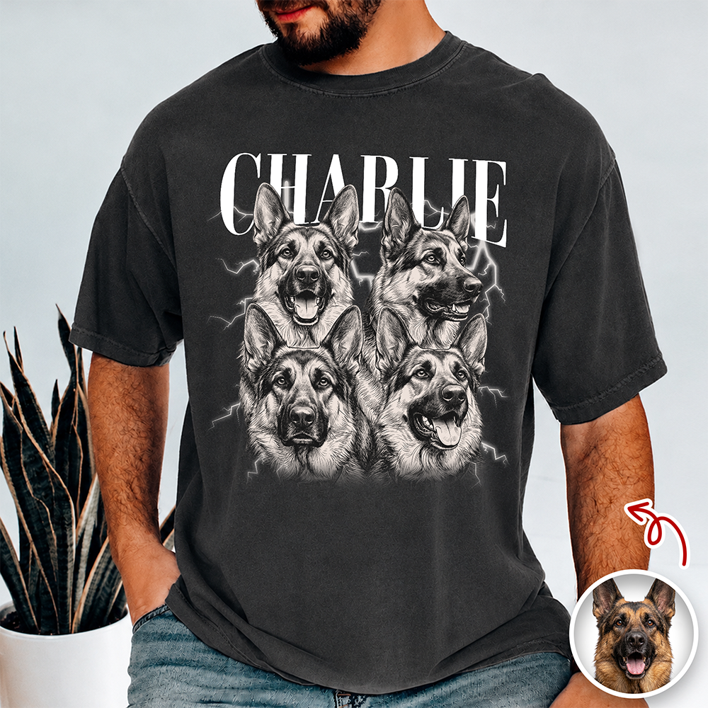 Custom Vintage Dog Photo Comfort Shirt - Personalized Gift for Dog Lovers CH07 180100