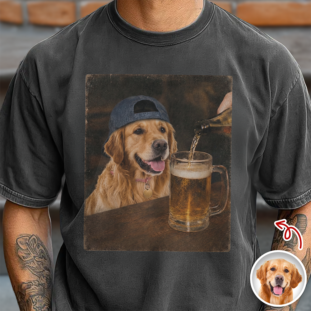 Custom Pet Drinking Beer Coffee Photo Funny Comfort Colors Shirt Funny Dog Lovers Gift CH07 911908
