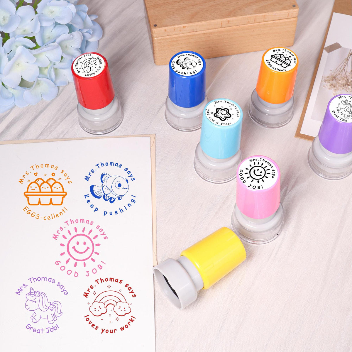 Personalized Teacher Classroom Stamp Gift, Comments & Encouragement Phrases LM32 669319