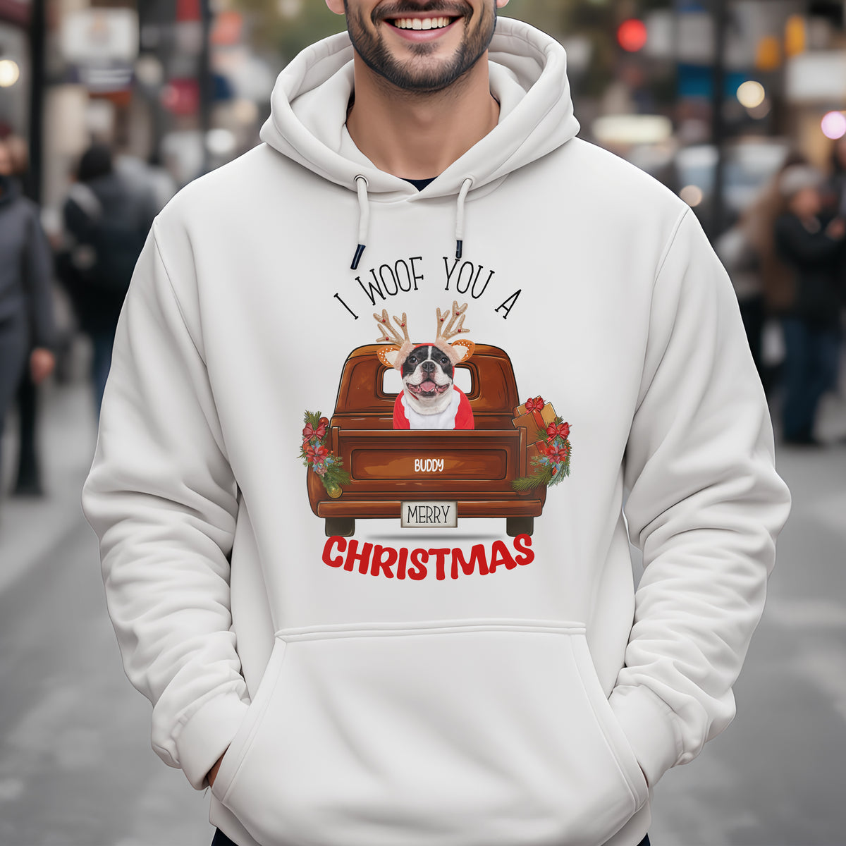 Custom Cute Dog Photo I Woof You A Merry Christmas Bright Shirt LM32 895757