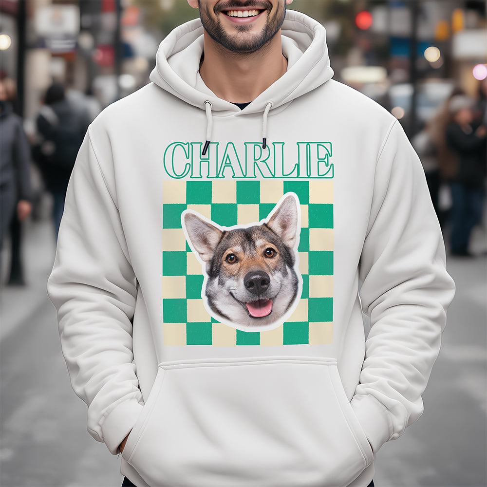 Custom Photo Dog & Cat Portrait Bright Shirt with Pet Name, Retro Vintage Pet Lover Gift TH10 170373