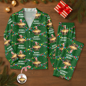 Custom Photo Merry Fishmas - Personalized Christmas Pajamas For Fishing Lovers CH07 899668