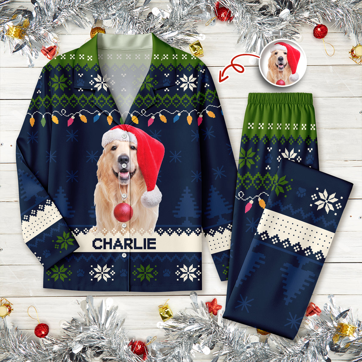 Custom Dog Photo Happy Howlidays Pajamas For Christmas TH10 894361