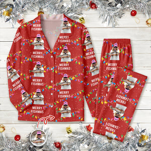 Custom Photo Merry Fishmas - Personalized Christmas Pajamas For Fishing Lovers CH07 899668