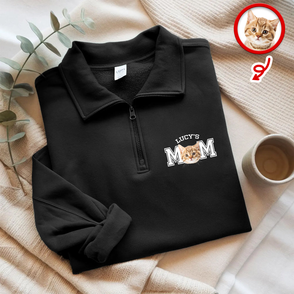 Custom Face Dog Cat Dad Printed Quarter Zip Sweater Gift For Dog Cat Lovers HA75 898608