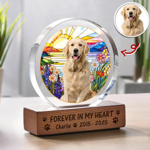 Custom Photo Forever In My Heart Dog Cat Pet Memorial Round Acrylic Frame Block HA75 897014