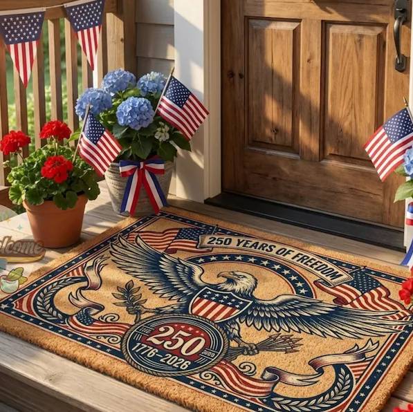 250 Years Of Freedom 1776–2026 Patriotic Eagle Coir Doormat HO82 902670