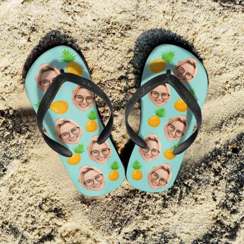 Custom Face Photo Pineapple Summer Flip Flop TH10 170023