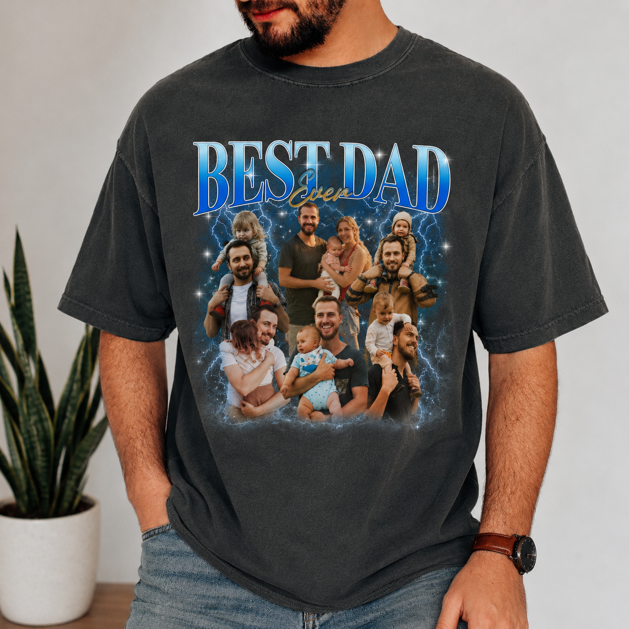 Custom Dad And Kids Photo Best Dad Ever Retro Comfort Shirt, Gift For Dad, Grandpa, Father's Day HO82 902536