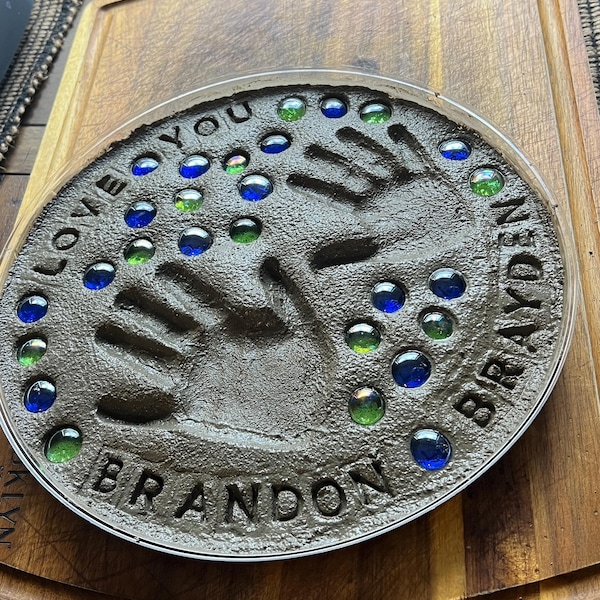 Personalized Garden Stone Kit – Handprint Garden Stone – Fathers Day Gift for Dad or Grandpa TH10 169909