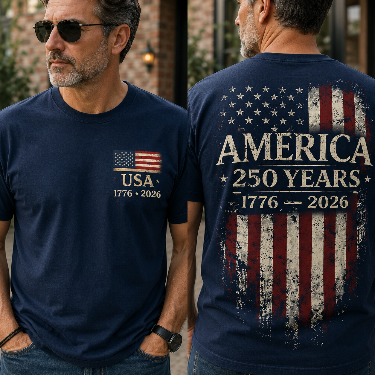 America USA Flag 250 Years Back & Front Shirt Semiquincentennial Gift CH07 911706