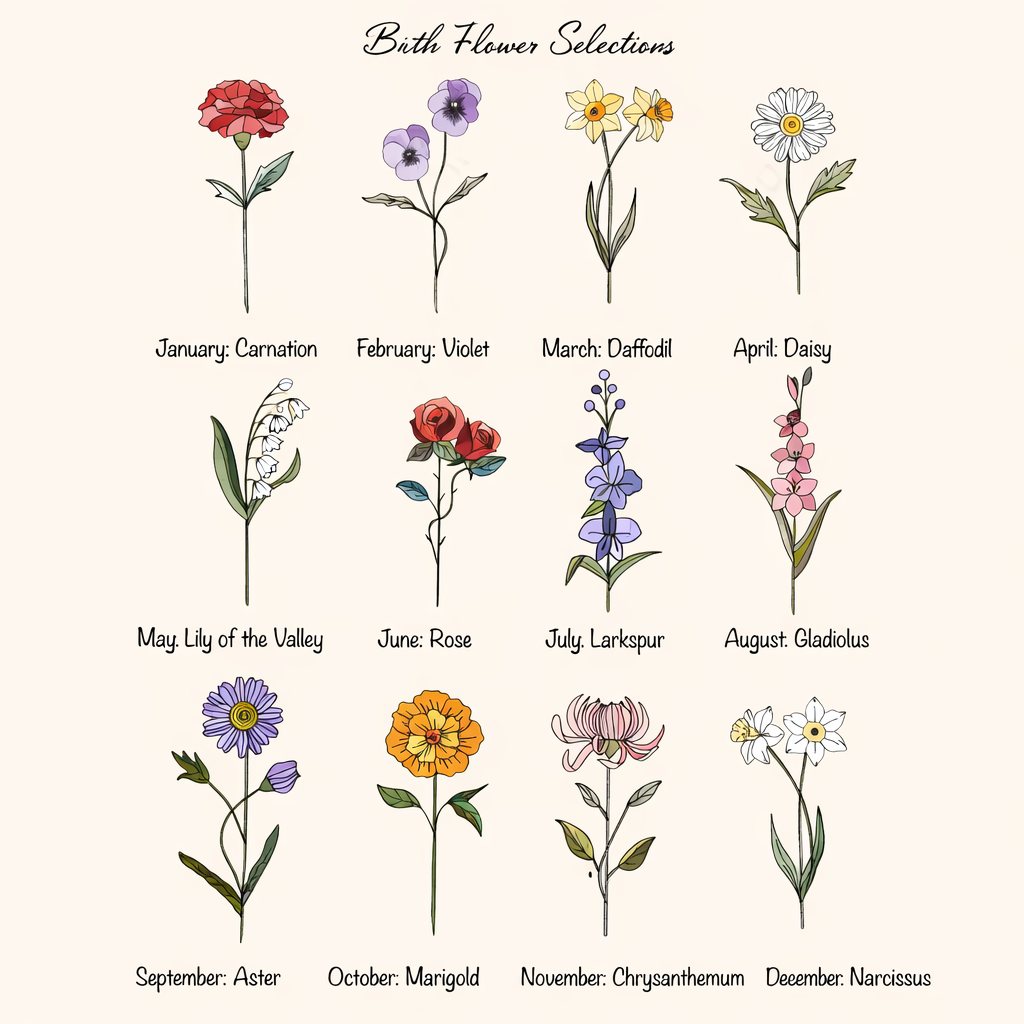 Family Birth Flower Bouquet Birth Month Flowers Suncatcher TH10 169155