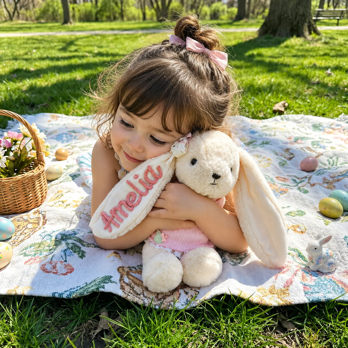 Embroidered Kid Name Nursery Rabbit Doll Baby Girl Shower Gift Christmas Gift CH07 180476