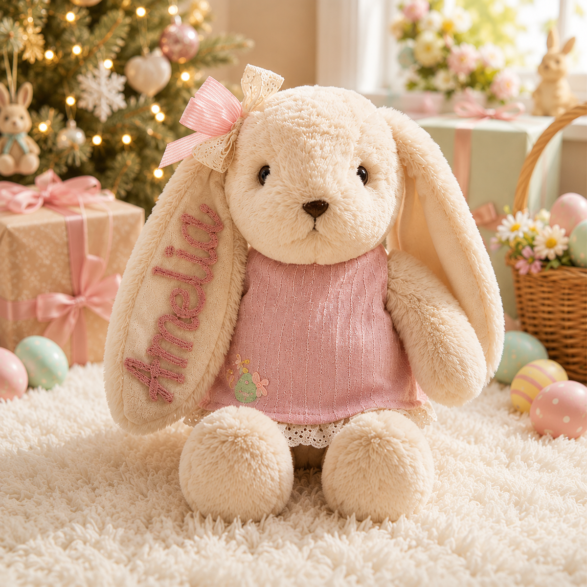 Embroidered Kid Name Nursery Rabbit Doll Baby Girl Shower Gift Christmas Gift CH07 180476