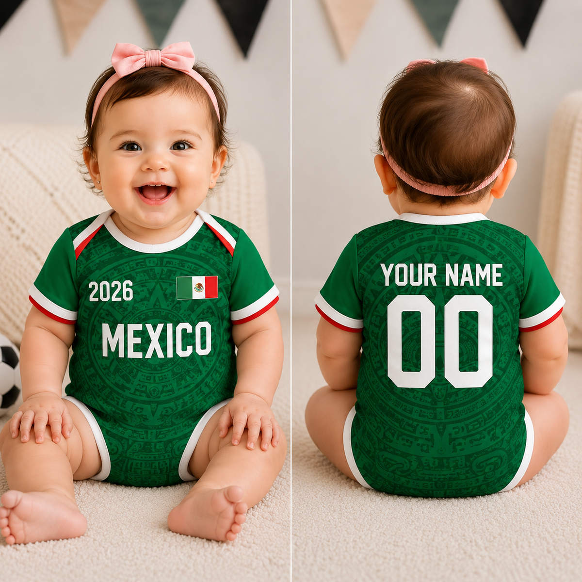 Personalized Name & Number Mexico Soccer Baby Onesie - Gift For Sport Lovers CH07 180084