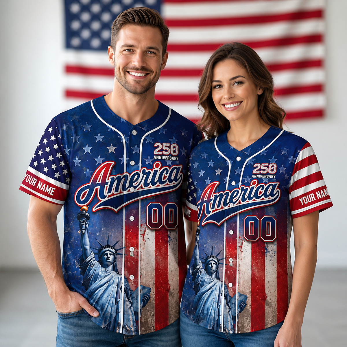 Custom Name America Patriotic 250th Anniversary Baseball Jersey Shirt CH07 911886