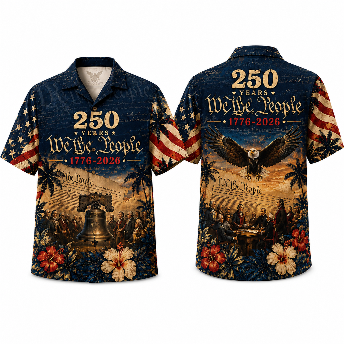 250 Years We The People Hawaiian Shirt, 1776-2026 Patriotic Aloha Shirt, American Eagle Independence Day Gift CH07 911760
