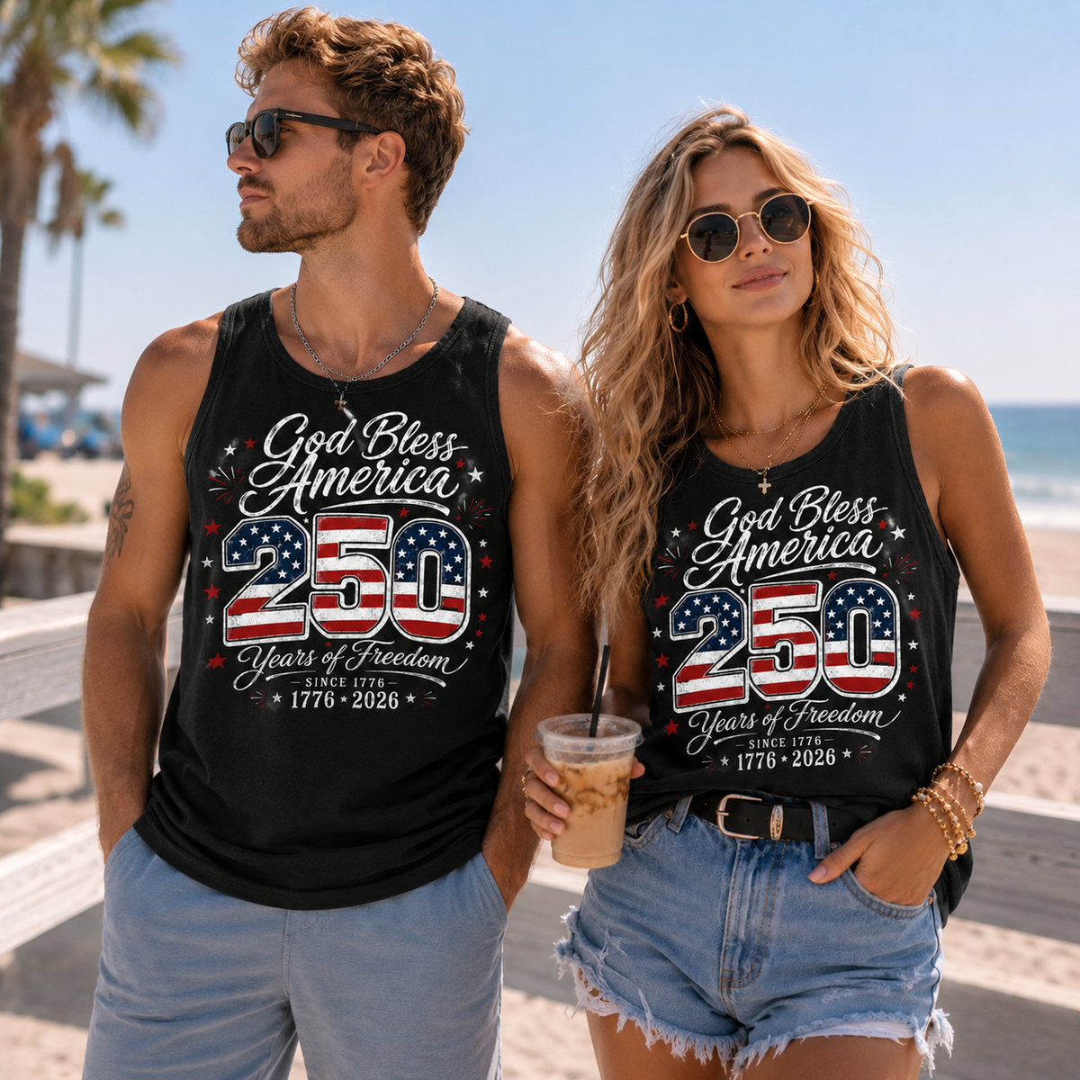 God Bless America USA 250 Years Of Freedom Tank Top Patriotic 250th Anniversary, America Independence Day Gift CH07 911796