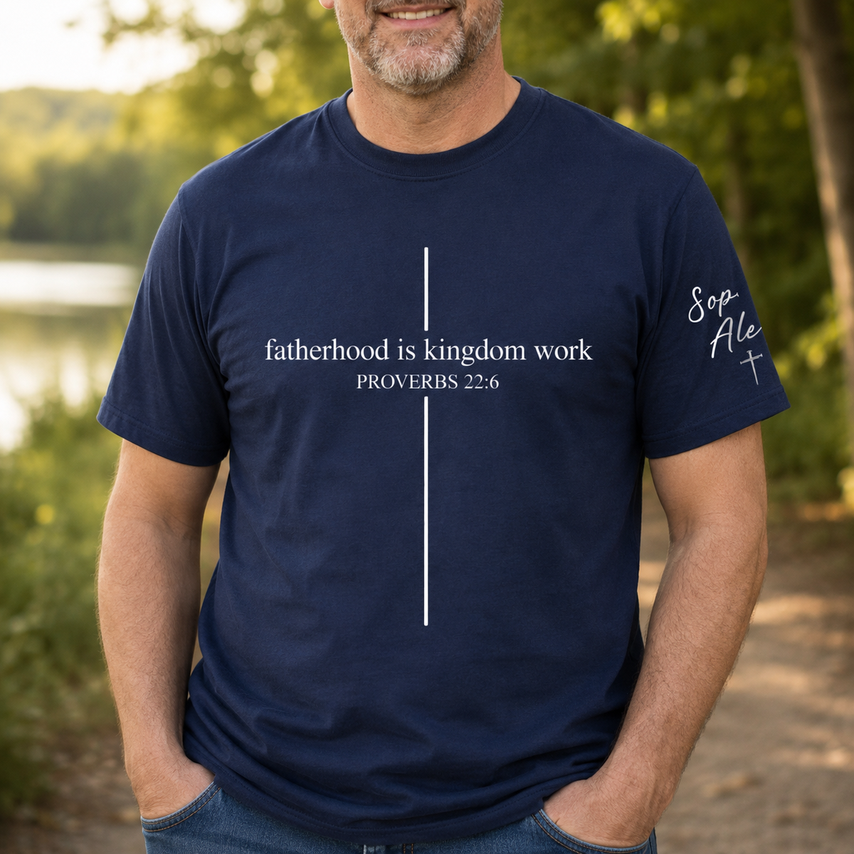 Fatherhood Is Kingdom Work Personalized Sleeve Print Shirt, Custom Dad Shirt with Kids Names CH07 911492