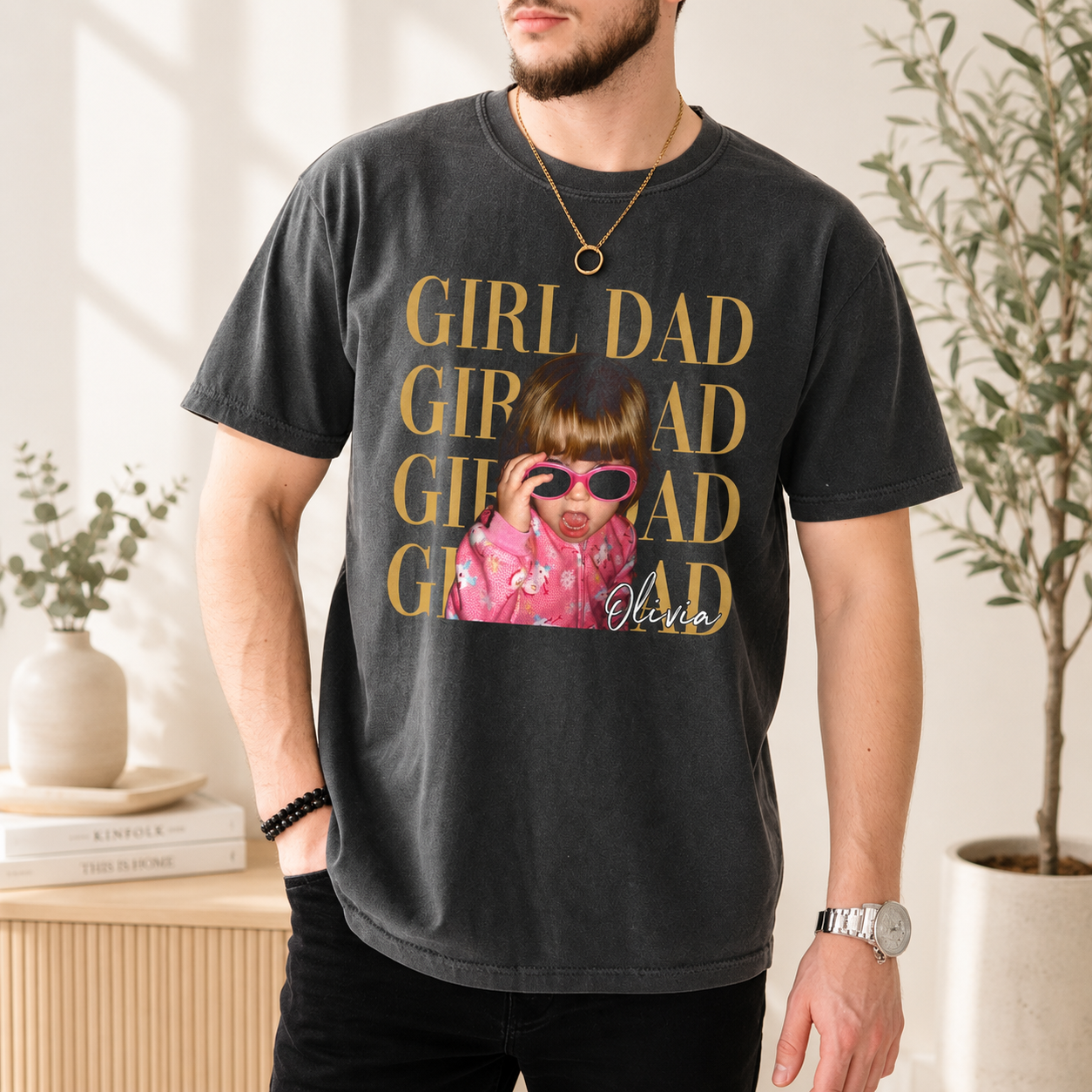 Personalized Vintage Photo Girl Dad Boy Dad Shirt CH07 911494