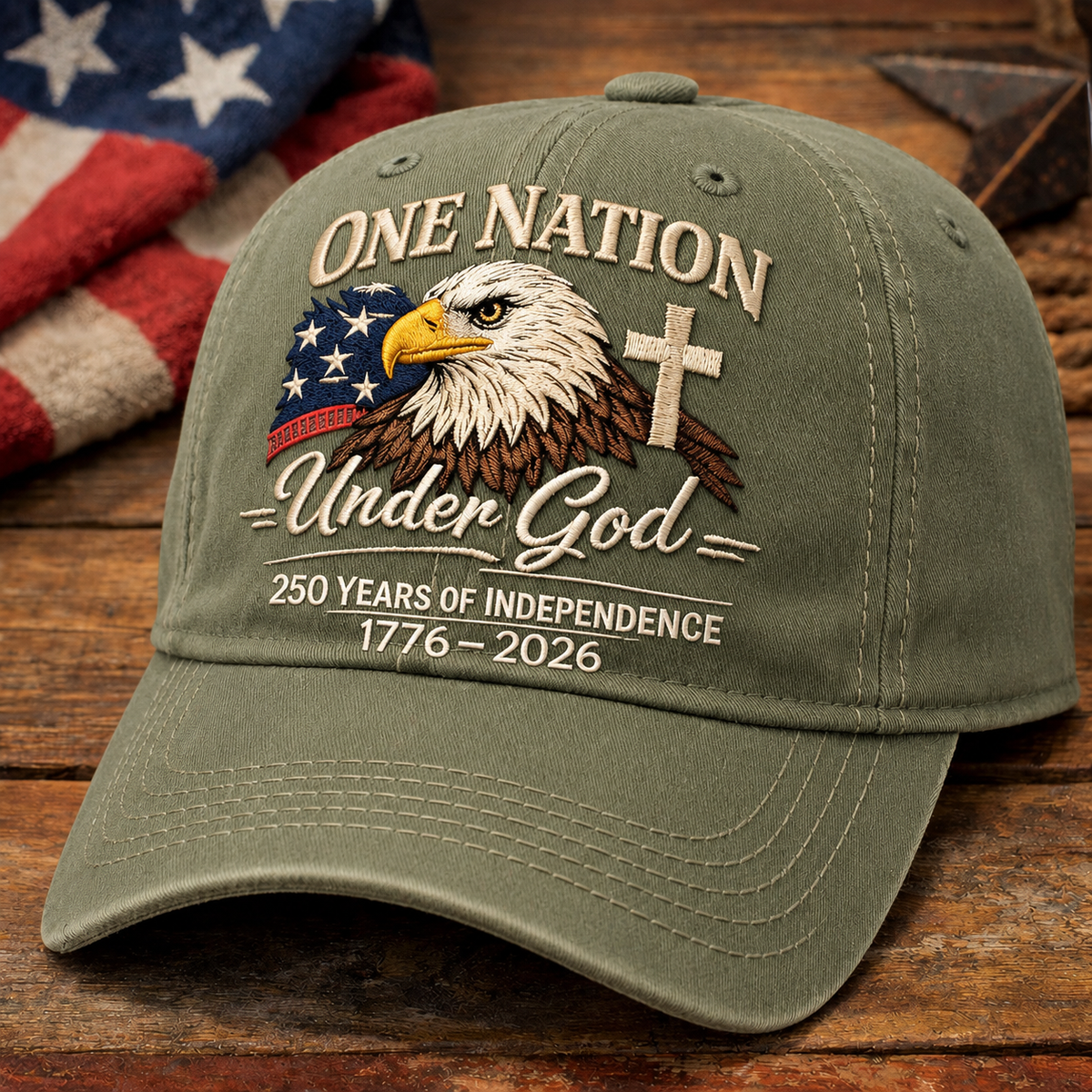 Custom One Nation Under God 250 Years Embroidered Hat Independence Anniversary Gift CH07 911630