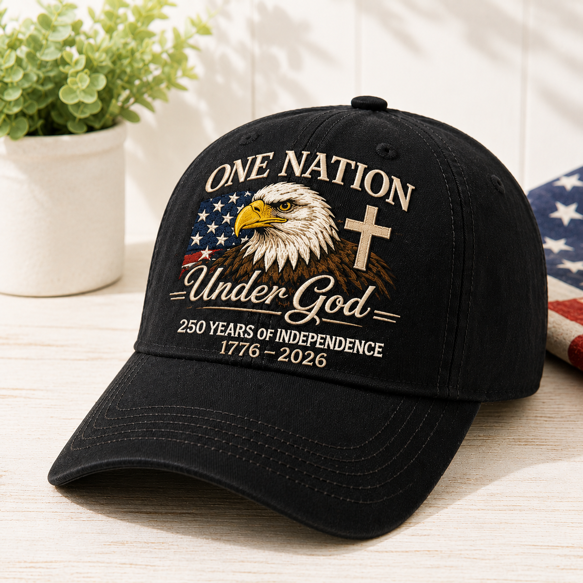 Custom One Nation Under God 250 Years Embroidered Hat Independence Anniversary Gift CH07 911630