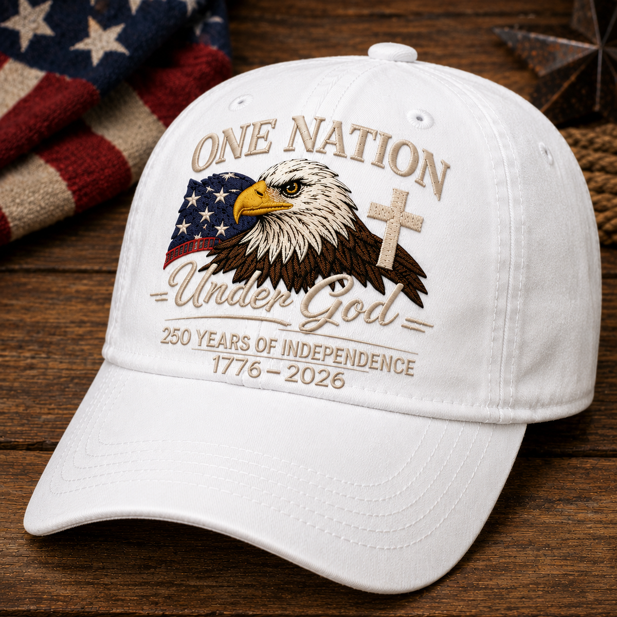 Custom One Nation Under God 250 Years Embroidered Hat Independence Anniversary Gift CH07 911630