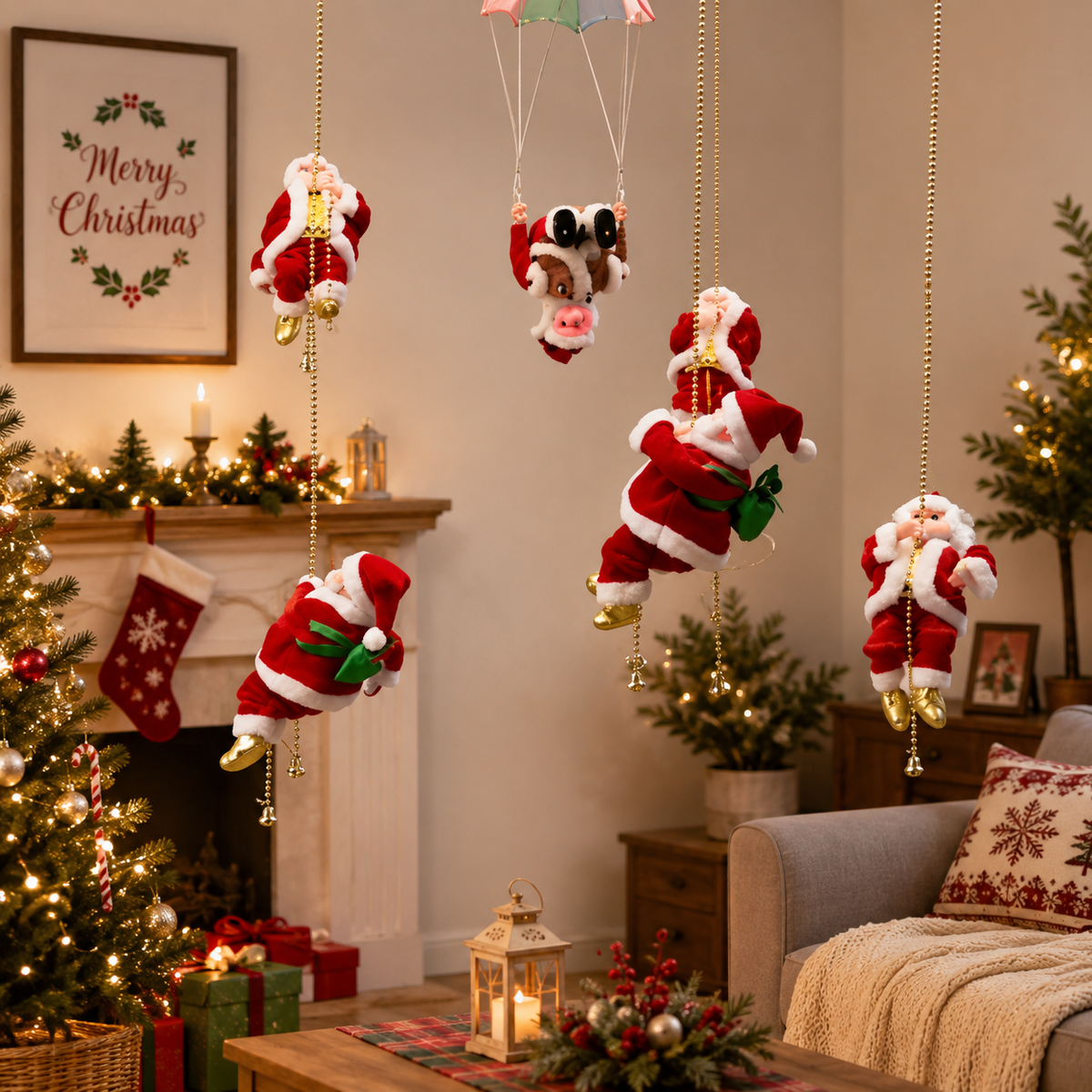 Climbing Claus - Musical Climbing Santa Christmas Decoration Funny Gift CH07 180510
