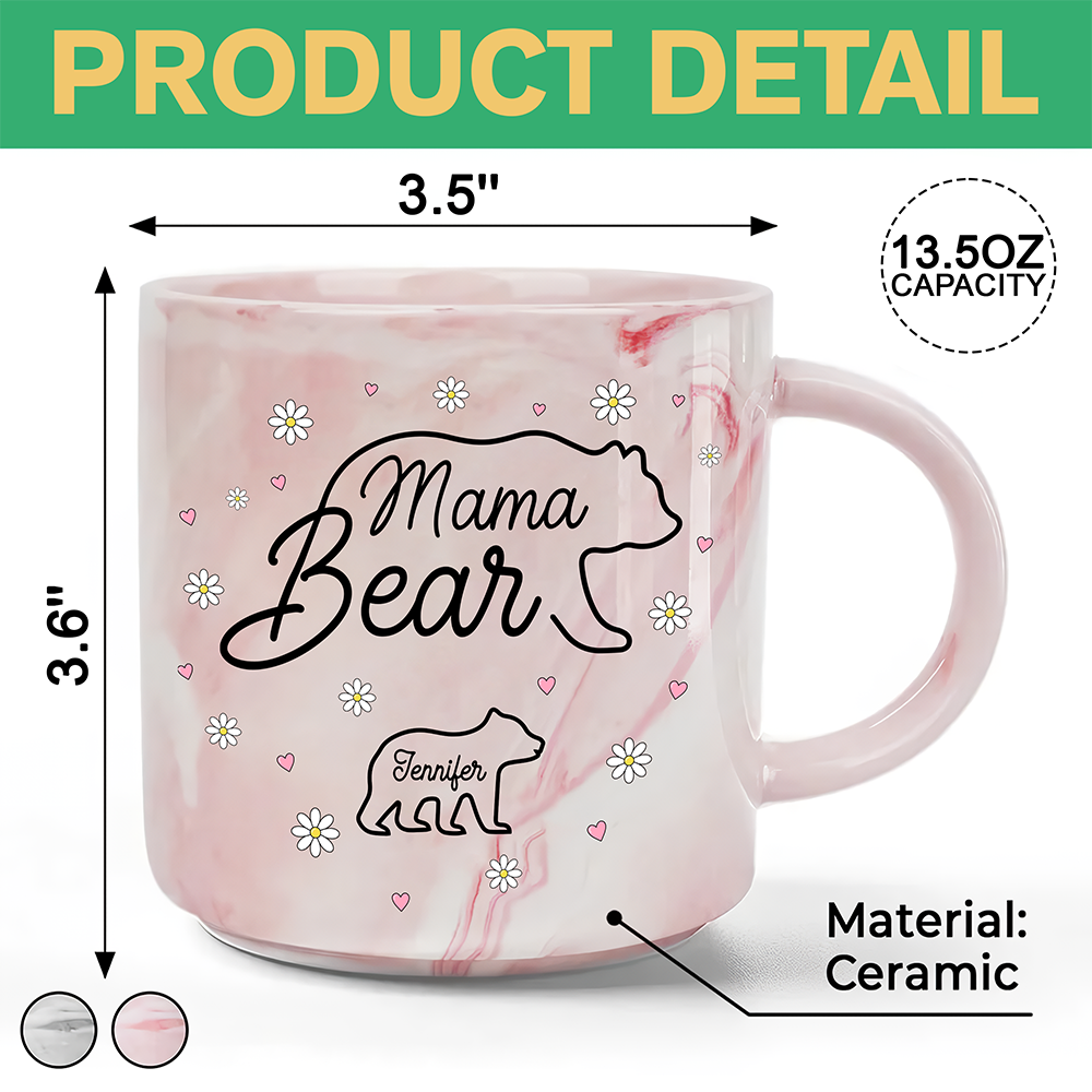 Mama Bear Family Personalized Marble Mug Mother's Day Gift For Mom HA75 892176