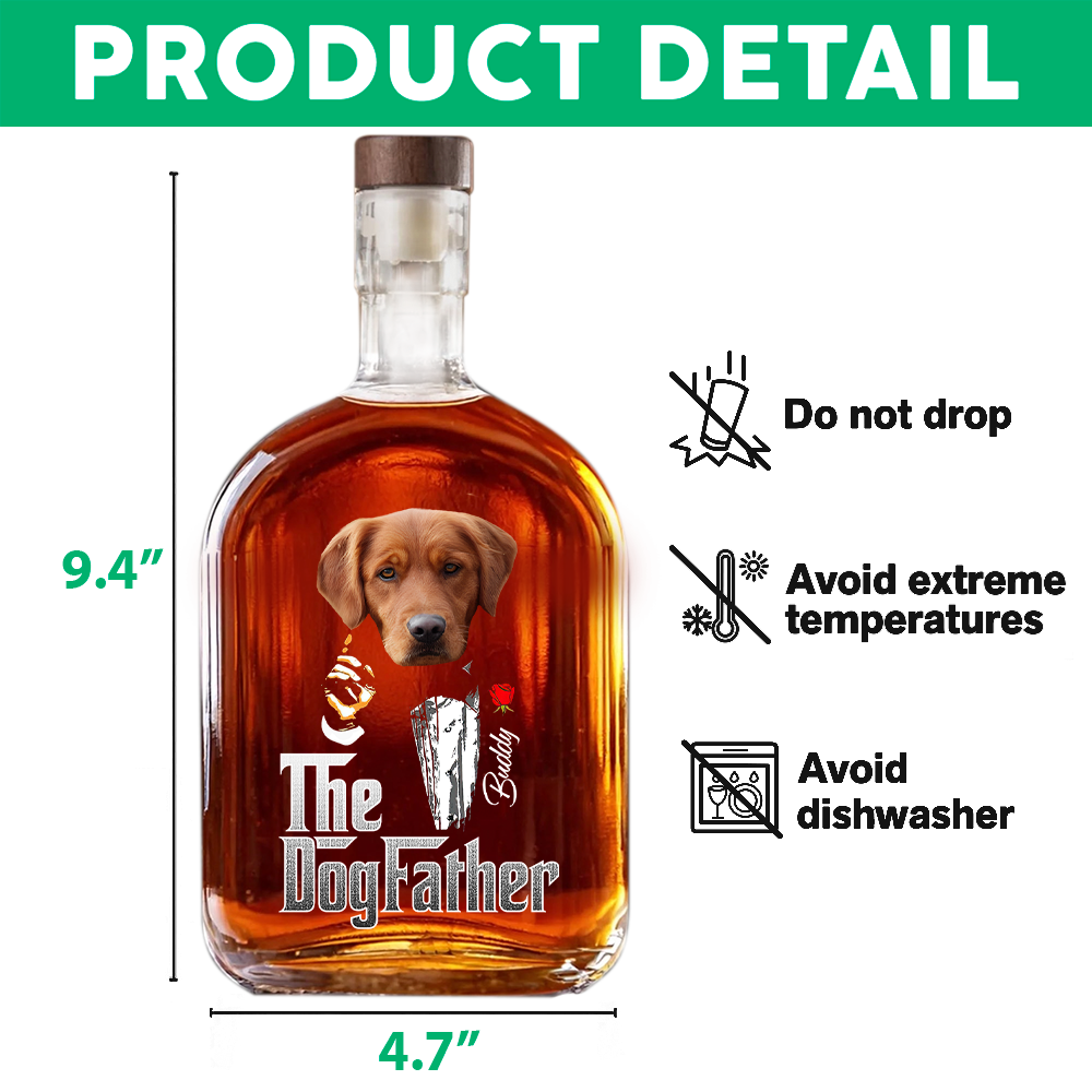 Custom Photo The Dogfather Gentlemen Whiskey Bottle Dog Lovers Gift HO82 894052