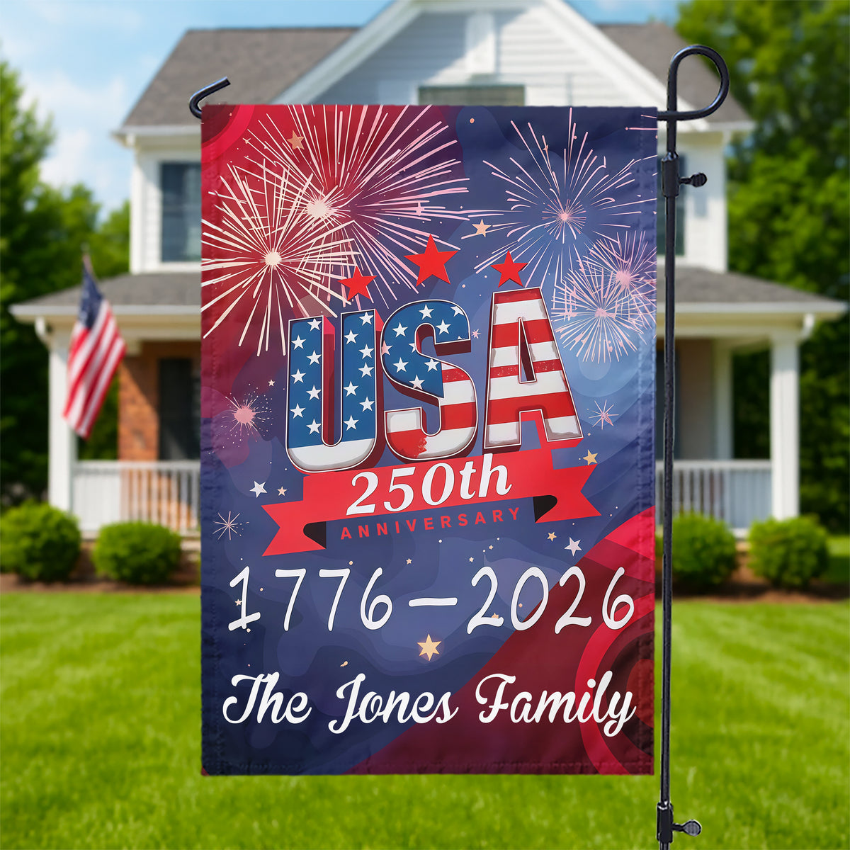 USA 250th Years Anniversary 1776 America 2026 USA July 4th Personalized Garden Flag HA75 897902