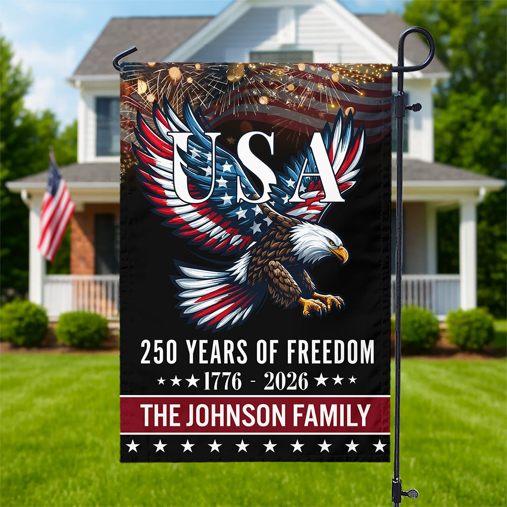Custom Family Name 250 Years Of Freedom Patriotic Eagle Garden Flag HO82 901166
