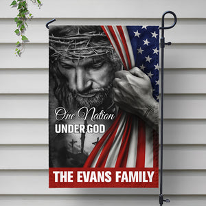 Personalized One Nation Under God Flag - American Christian Jesus Garden Flag HA75 897442