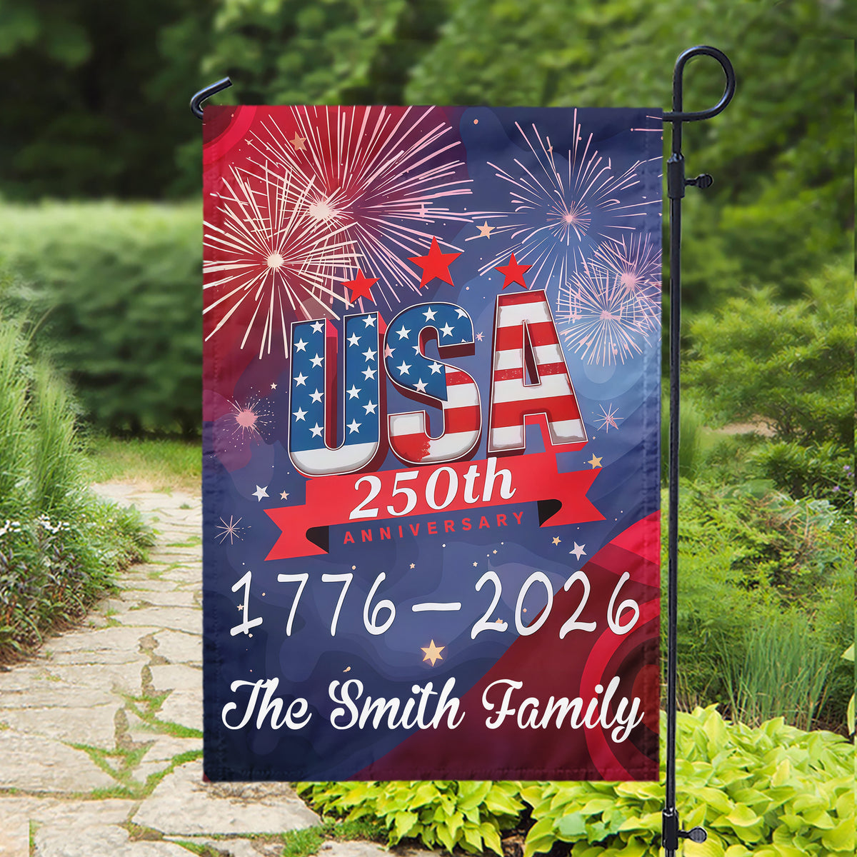 USA 250th Years Anniversary 1776 America 2026 USA July 4th Personalized Garden Flag HA75 897902