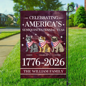 Custom Dog Celebrating America's Semiquincentennial Year Garden Flag LM32 895173