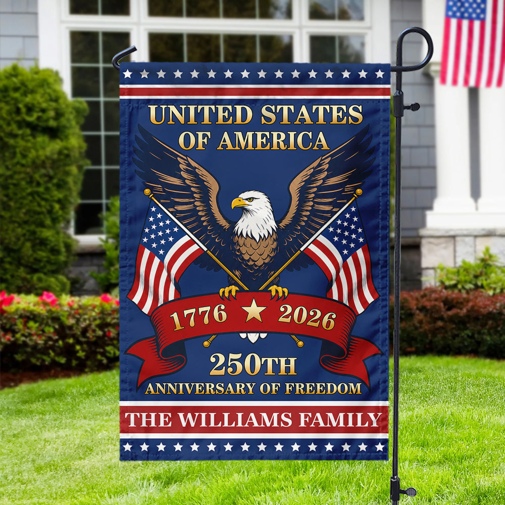 Custom Family Name United States Of America 1776 - 2026 Personalized Garden Flag HA75 921600