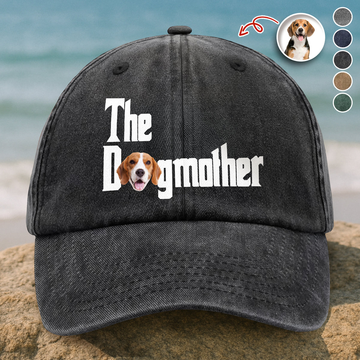 Custom Photo Dog Dad Dog Mother Washed Denim Baseball Cap Gift for Dog Lovers TH10 894281