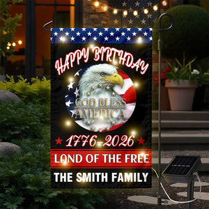 Custom Family Happy Birthday Land Of Free Led Garden Flag Independence Day Decor HA75 898338