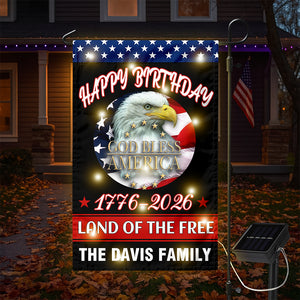 Custom Family Happy Birthday Land Of Free Led Garden Flag Independence Day Decor HA75 898338