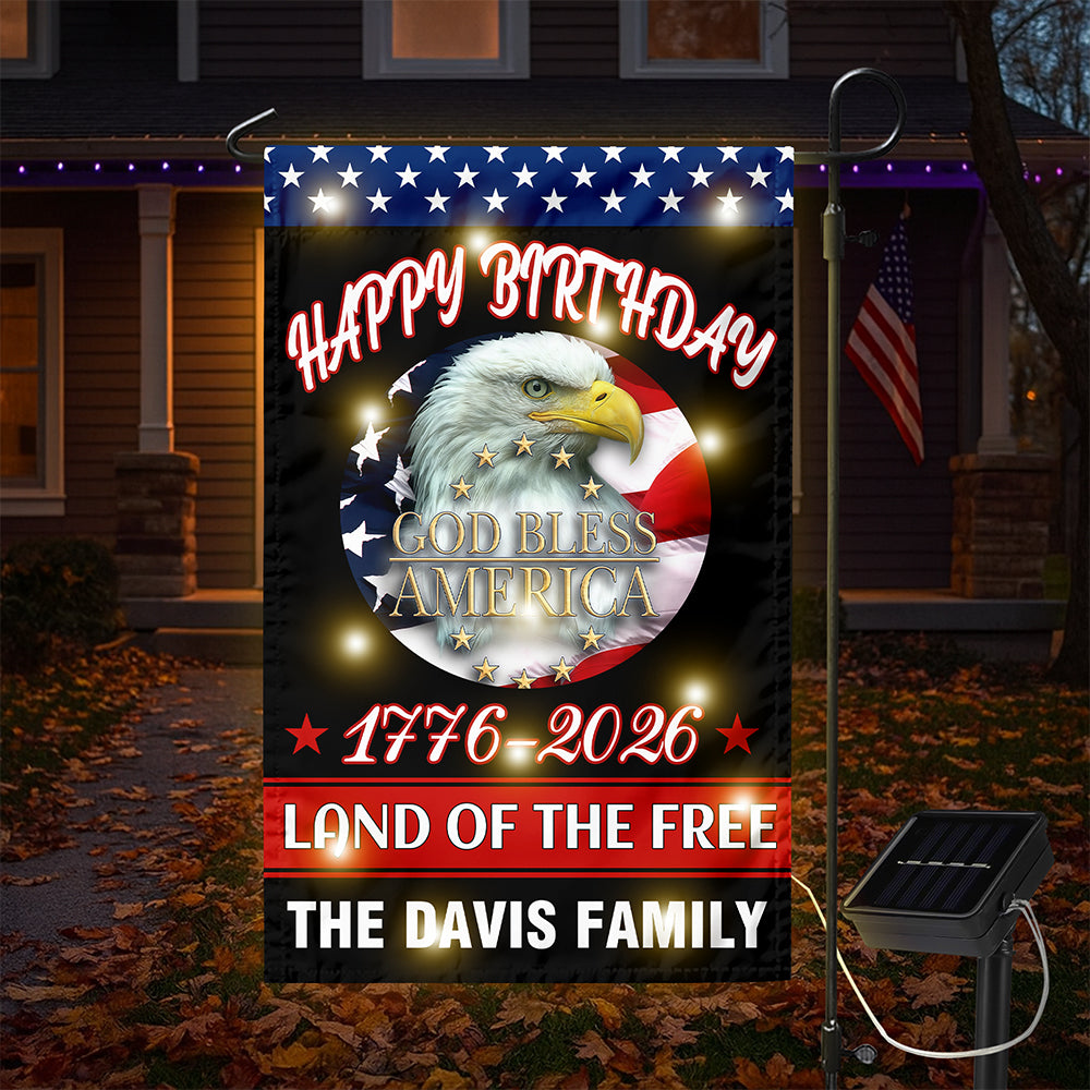 Custom Family Happy Birthday Land Of Free Led Garden Flag Independence Day Decor HA75 898338