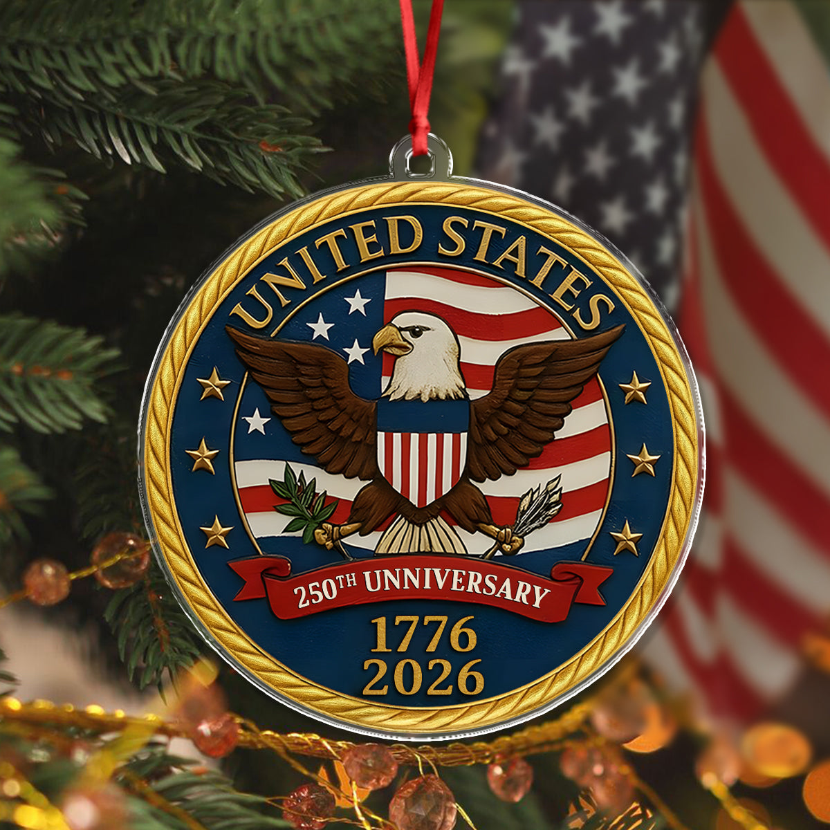 USA 250th Anniversary Eagle USA Flag Acrylic Ornaments Patriotic Gifts For Christmas CH07 899208