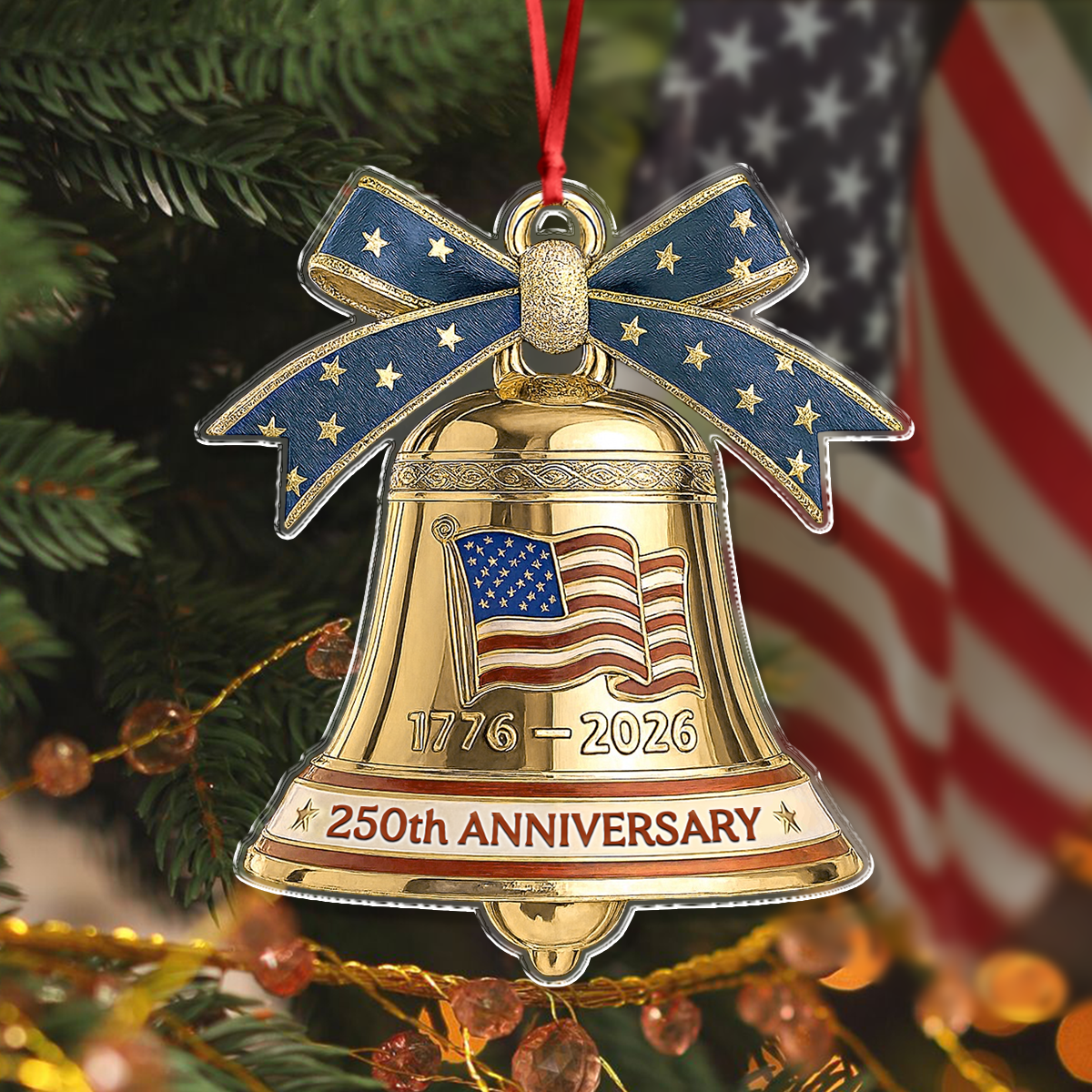 USA 250th Anniversary Bell Acrylic Ornament American Independence Christmas Gift CH07 899212