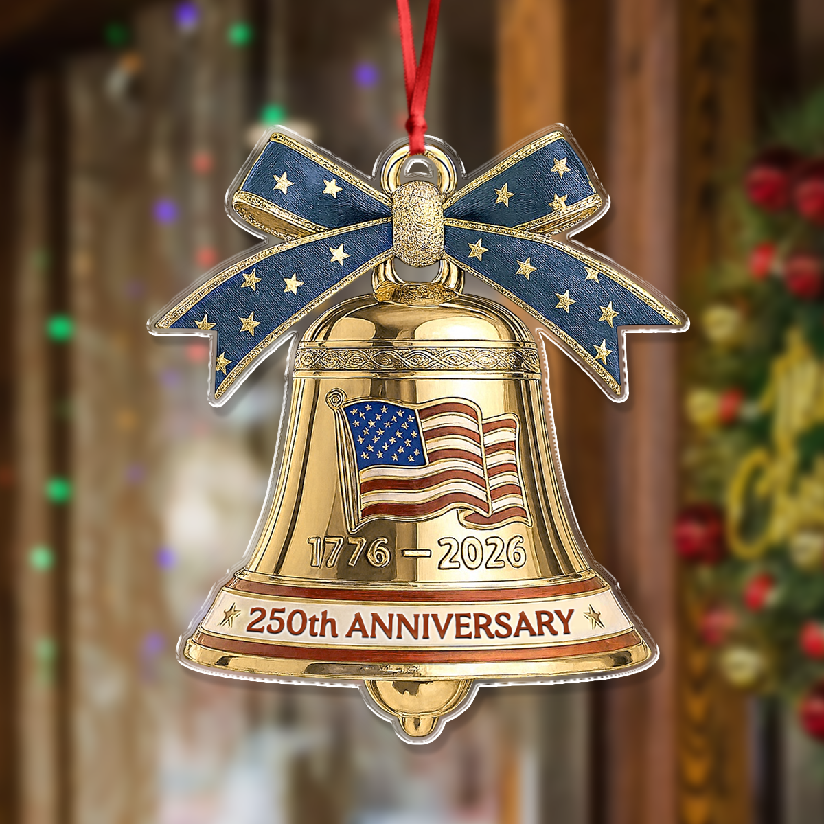 USA 250th Anniversary Bell Acrylic Ornament American Independence Christmas Gift CH07 899212