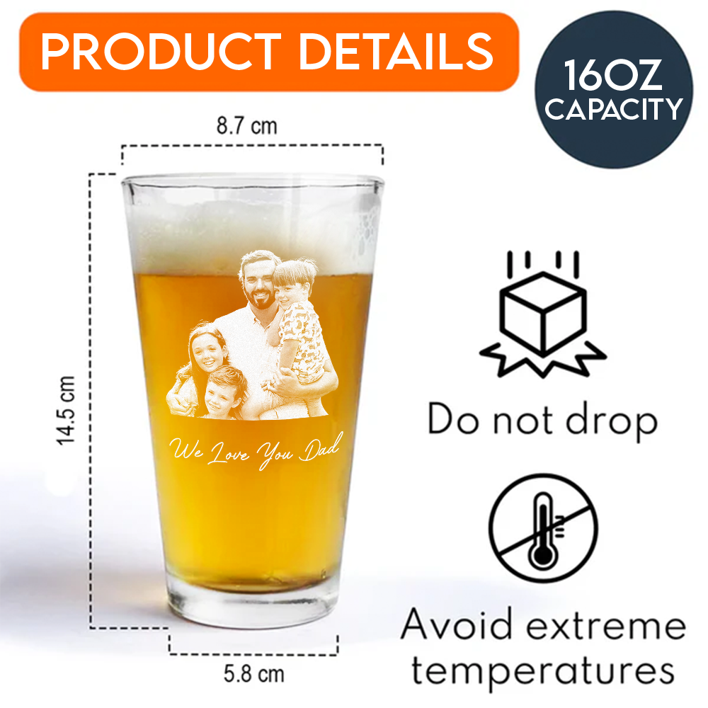 Custom Photo Dad and Kid Beer Glass - Gift for Father’s Day CH07 911358