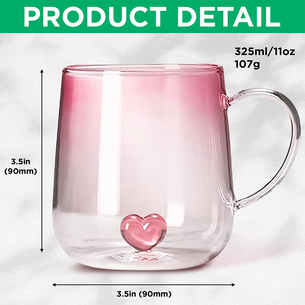 Custom Kids Name Heart Pink Gradient Glass Mug Gift For Family HO82 901798