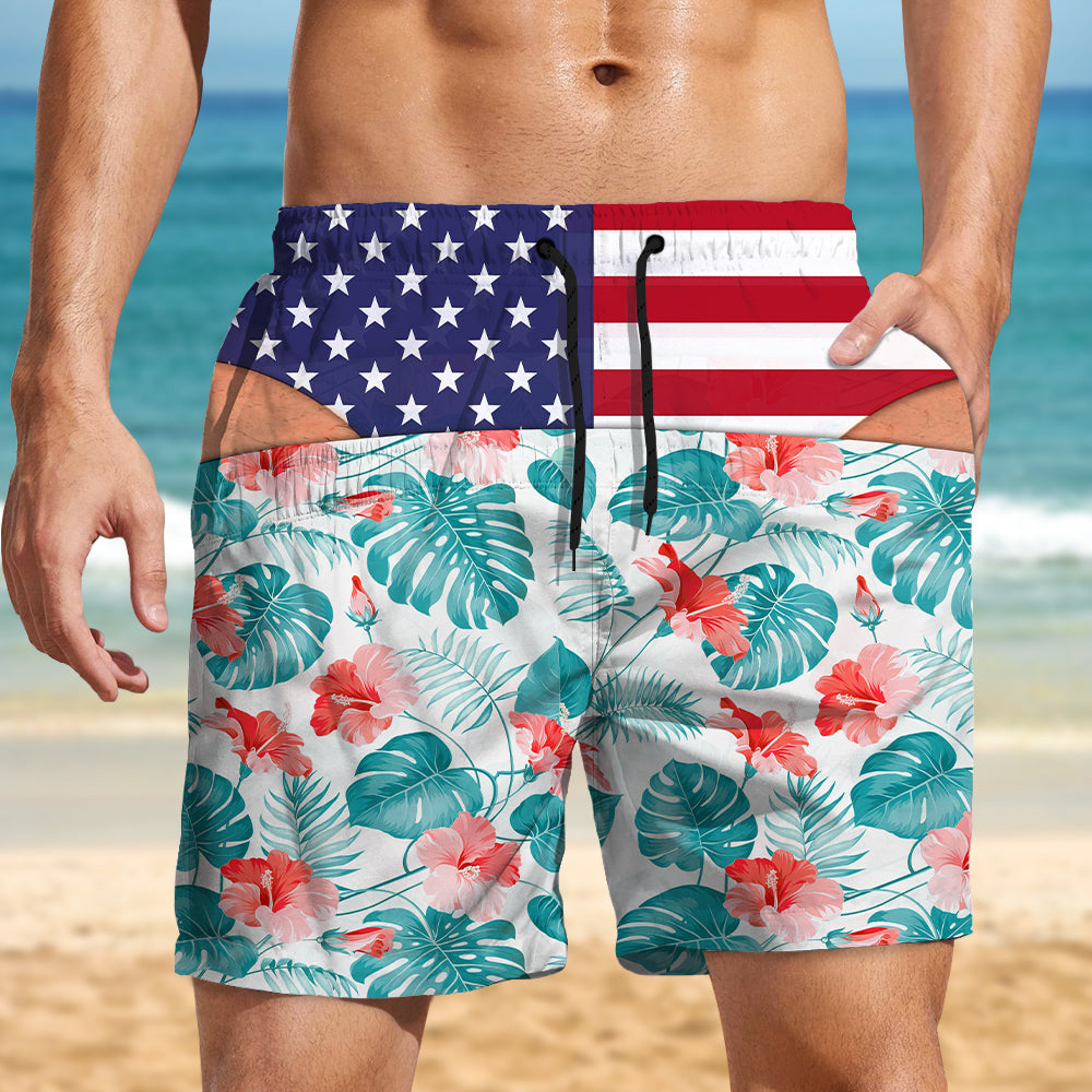 Custom Funny Patriotic Men Beach Short Gifts For Husband, Son, Friends HA75 921930
