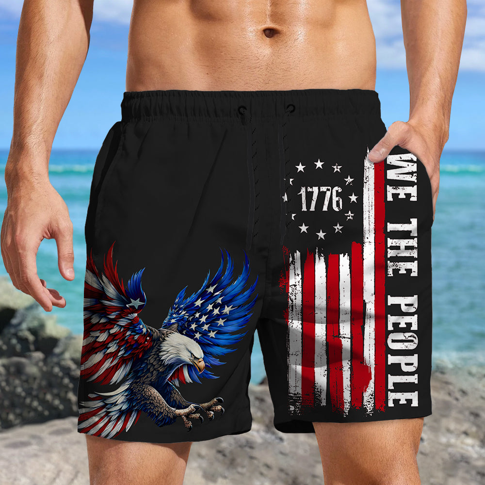 American Flag Eagle Patriotic 1776 Beach Short LM32 669227