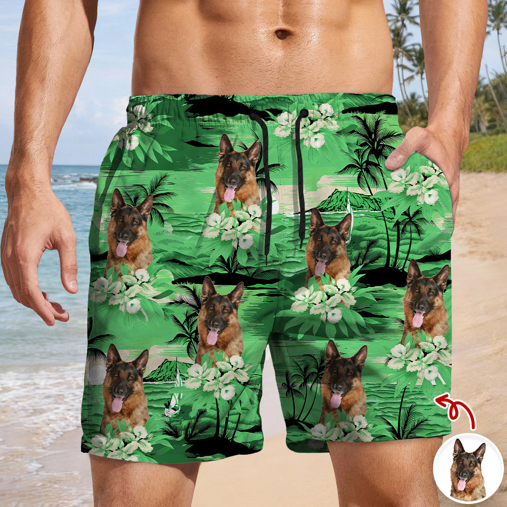 Custom Dog Photo Tropical Summer Pattern Beach Short HO82 902386